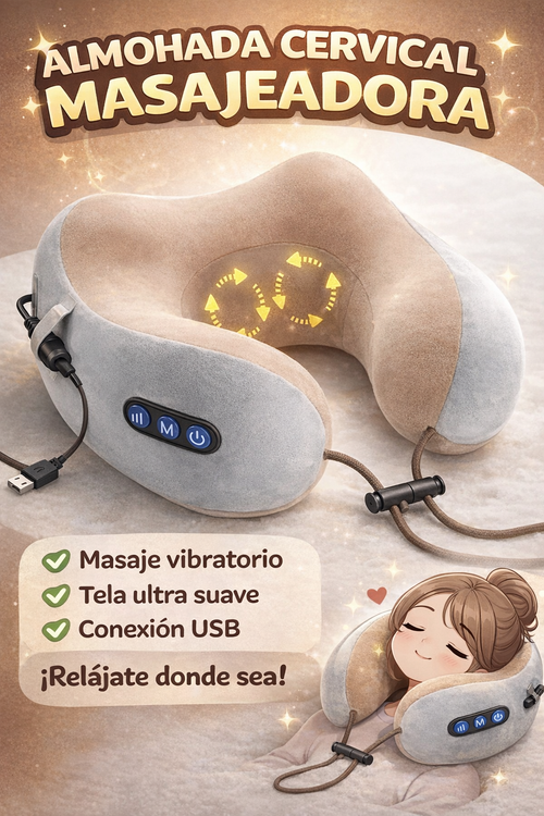 Almohada masajeadora cervical con vibración USB Kiden
