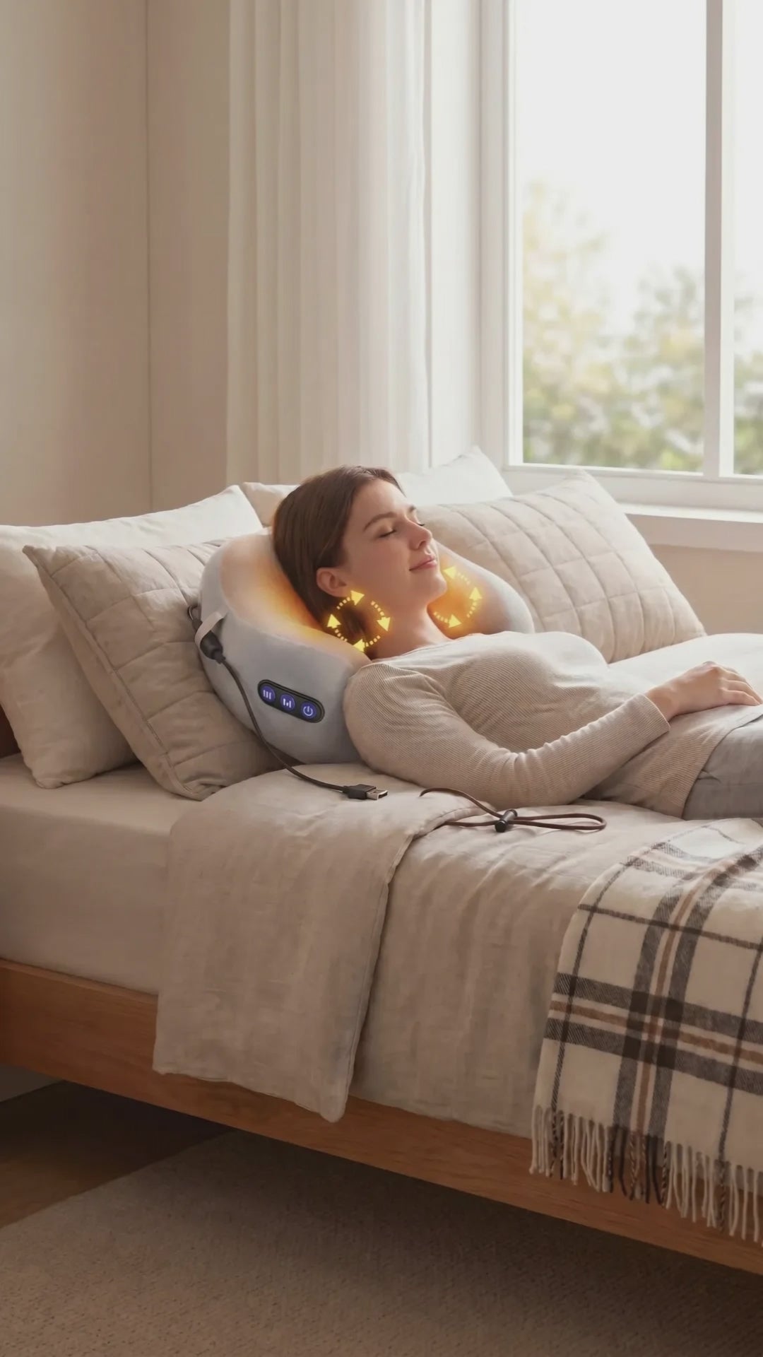 Almohada Masajeadora Cervical Kiden con Vibración USB